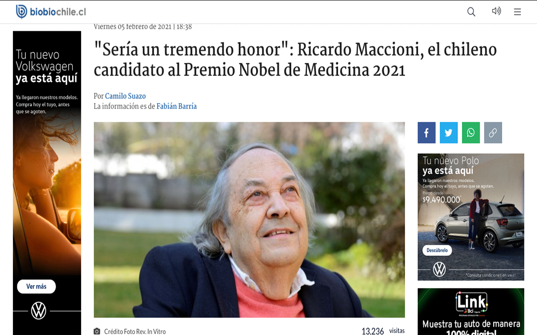 “Sería un tremendo honor”: Ricardo Maccioni, el chileno candidato al Premio Nobel de Medicina 2021.