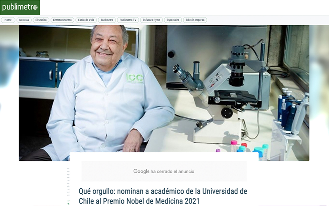 Qué orgullo: nominan a académico de la Universidad de Chile al Premio Nobel de Medicina 2021